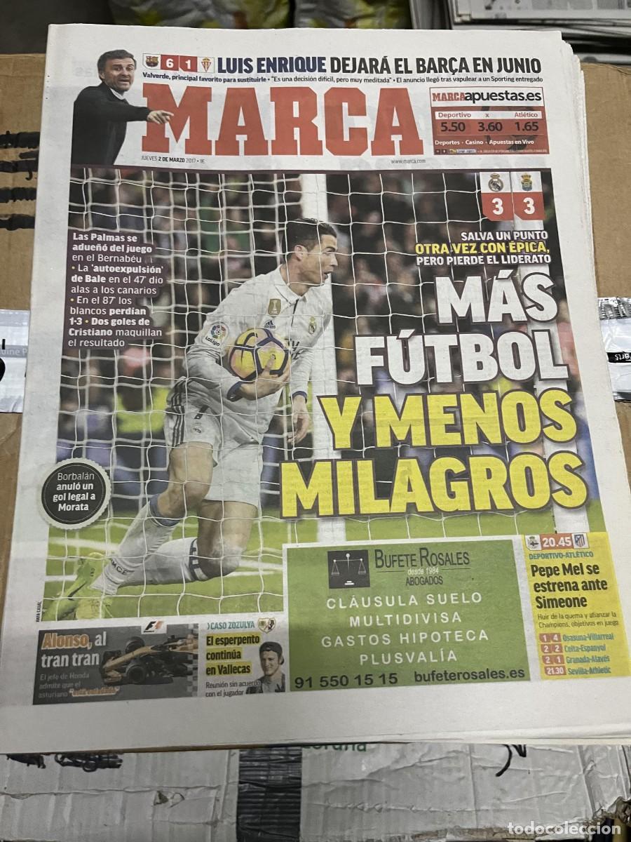 Coleccionismo deportivo: MARCA (2-3-2017) JORNADA LIGA REAL MADRID 3-3 LAS PALMAS CRISTIANO RONALDO BORBALAN