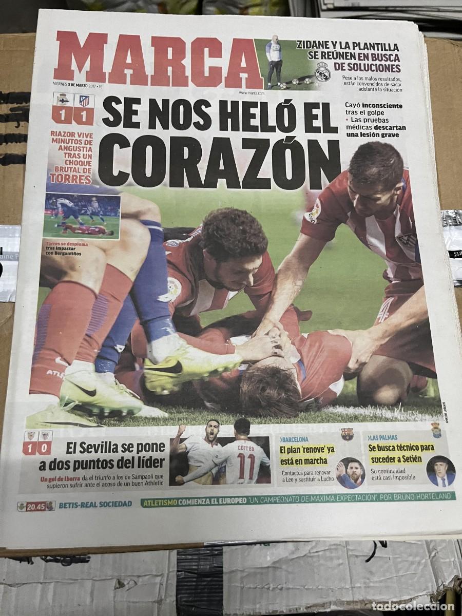 Coleccionismo deportivo: MARCA (3-3-2017) DEPORTIVO CORU&Ntilde;A 1-1 ATLETICO ZIDANE FERNANDO TORRES SEVILLA 1-0 ATHLETIC