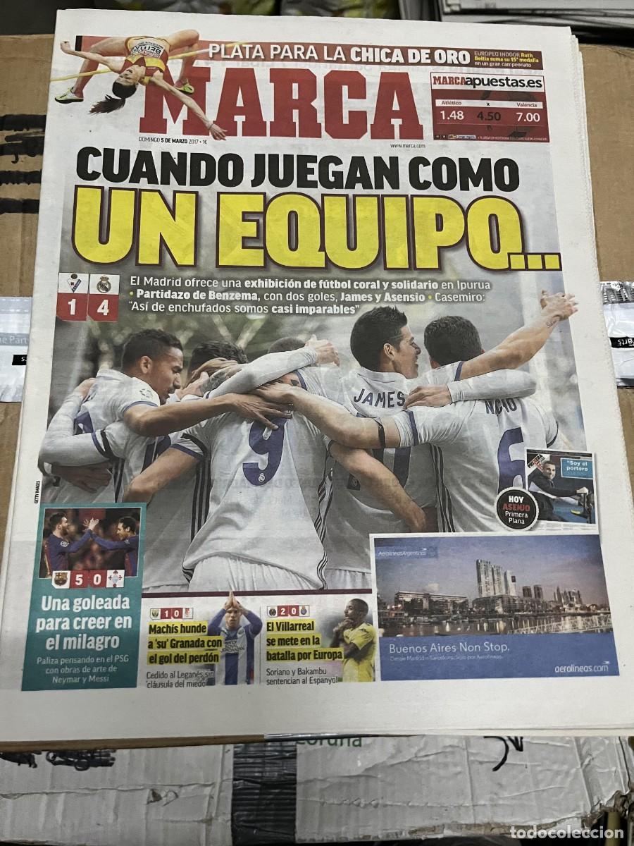 Coleccionismo deportivo: MARCA (5-3-2017) JORNADA LIGA EIBAR 1-4 REAL MADRID MEDALLA PLATA RUTH BEITIA BARCELONA 5-0 CELTA