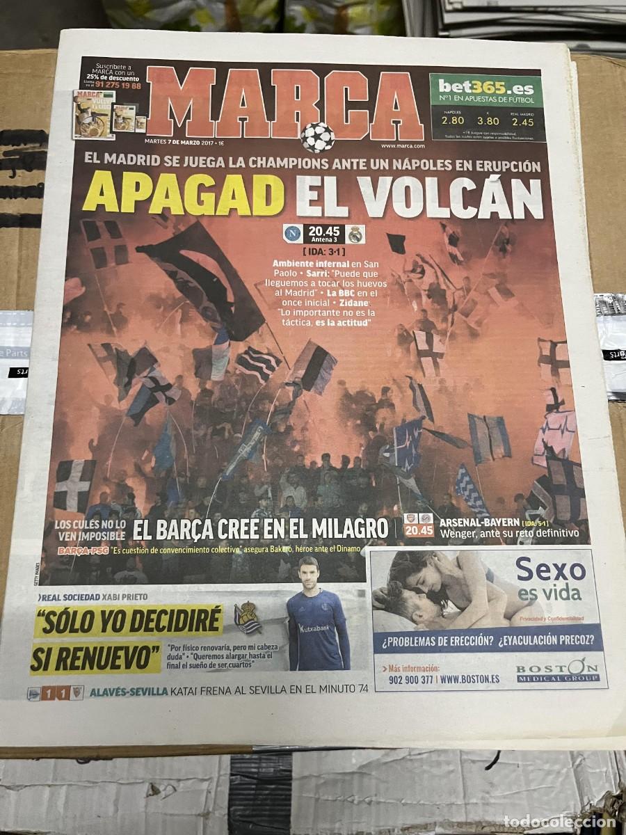 Coleccionismo deportivo: MARCA (7-3-2017) HOY CHAMPIONS NAPOLES NAPOLI REAL MADRID ARSENAL BAYERN MUNCHEN