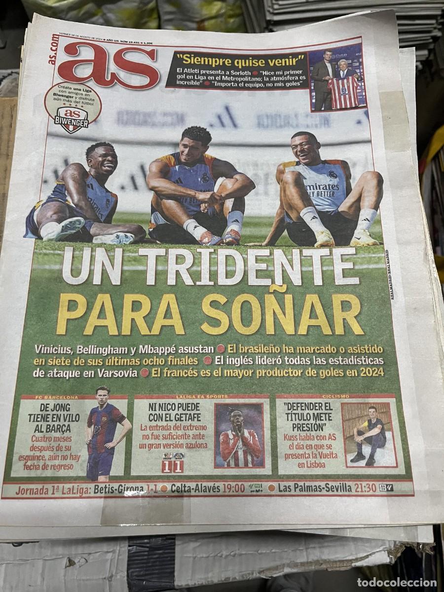 Coleccionismo deportivo: AS (16-8-2024) FICHAJE SORLOTH ATLETICO MADRID BELLINGHAM VINICIUS MBAPPE REAL MADRID DE JONG