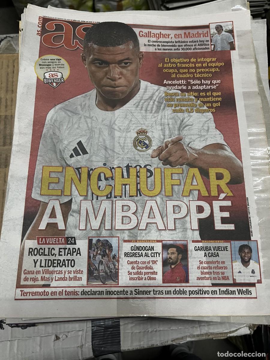 Coleccionismo deportivo: AS (21-8-2024) MBAPPE REAL MADRID GALLAGHER ROGLIC VUELTA ESPA&Ntilde;A GUNDOGAN GARUBA