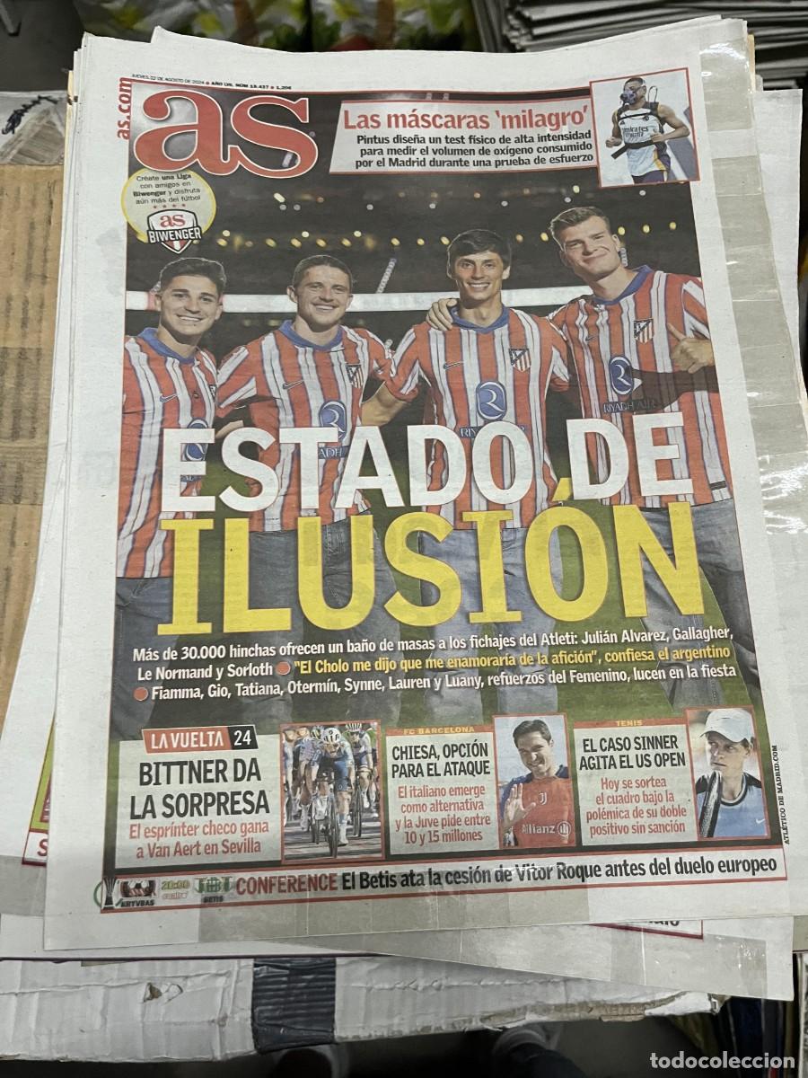 Coleccionismo deportivo: AS (22-8-2024) PRESENTACION ATLETICO MADRID JULIAN ALVAREZ SORLOTH GALLAGHER LE NORMAND