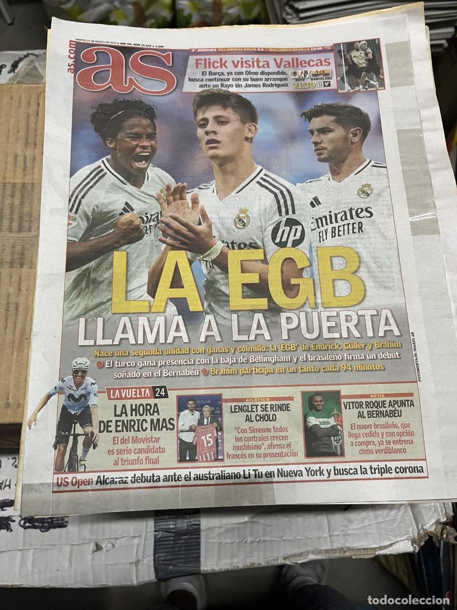 Coleccionismo deportivo: AS (27-8-2024) EGB ENDRICK ARDA GULER BRAHIM REAL MADRID VUELTA A ESPA&Ntilde;A ENRIC MAS