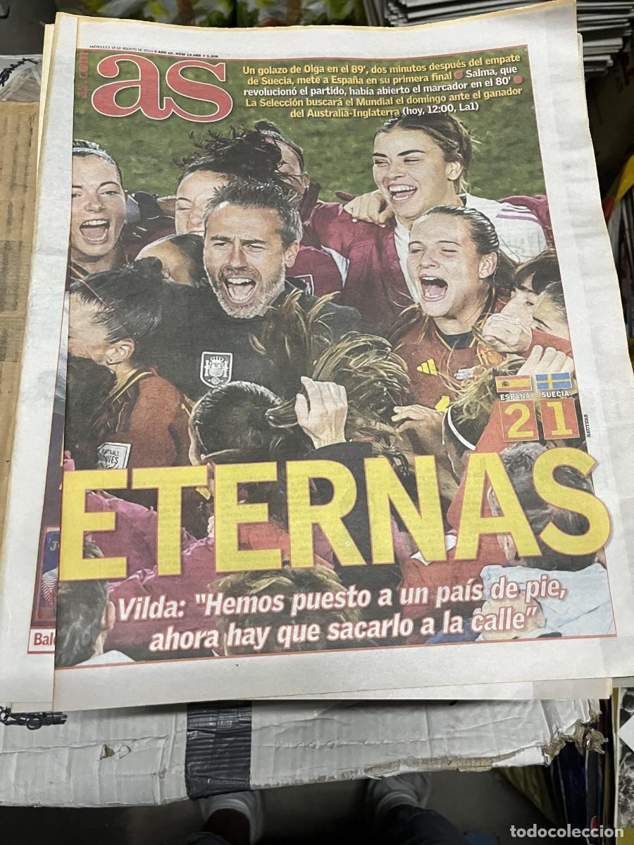 Coleccionismo deportivo: AS (16-8-2023) MUNDIAL FUTBOL FEMENINO SELECCION ESPA&Ntilde;OLA ESPA&Ntilde;A 2-1 SUECIA