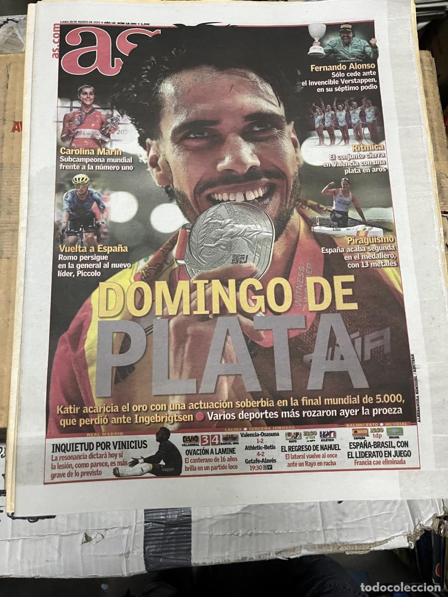 Coleccionismo deportivo: AS (28-8-2023) FERNANDO ALONSO CAROLINA MARIN VUELTA A ESPA&Ntilde;A MEDALLA PLATA KATIR