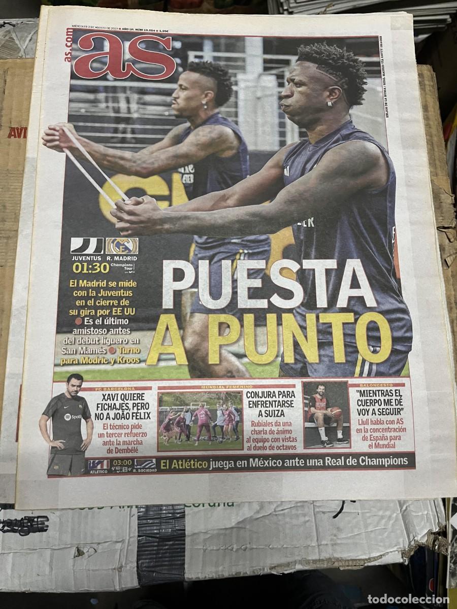 Coleccionismo deportivo: AS (2-8-2023) VINICIUS JUVENTUS REAL MADRID AMISTOSO XAVI HERNANDEZ LLULL