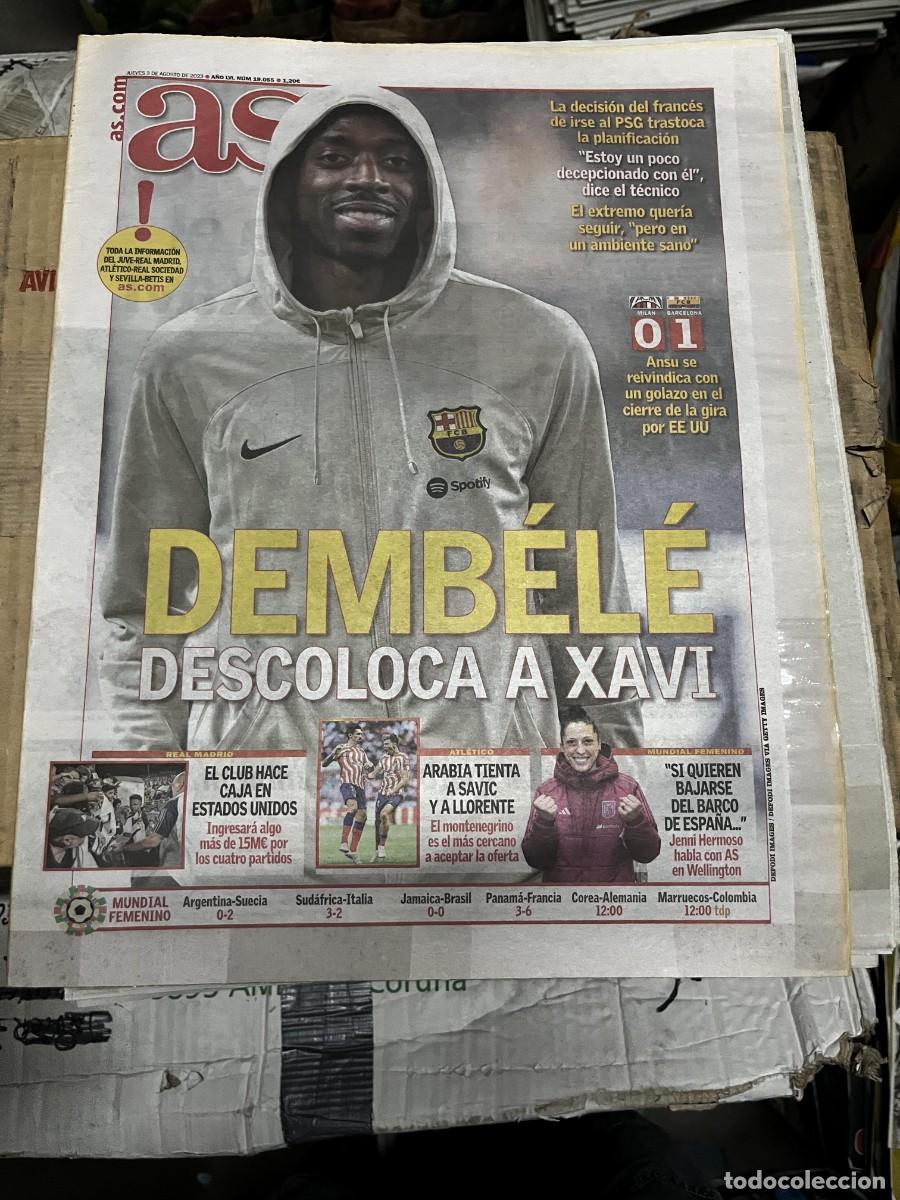 Coleccionismo deportivo: AS (3-8-2023) MILAN 0-1 BARCELONA AMISTOSO DEMBELE PSG JENNI HERMOSO
