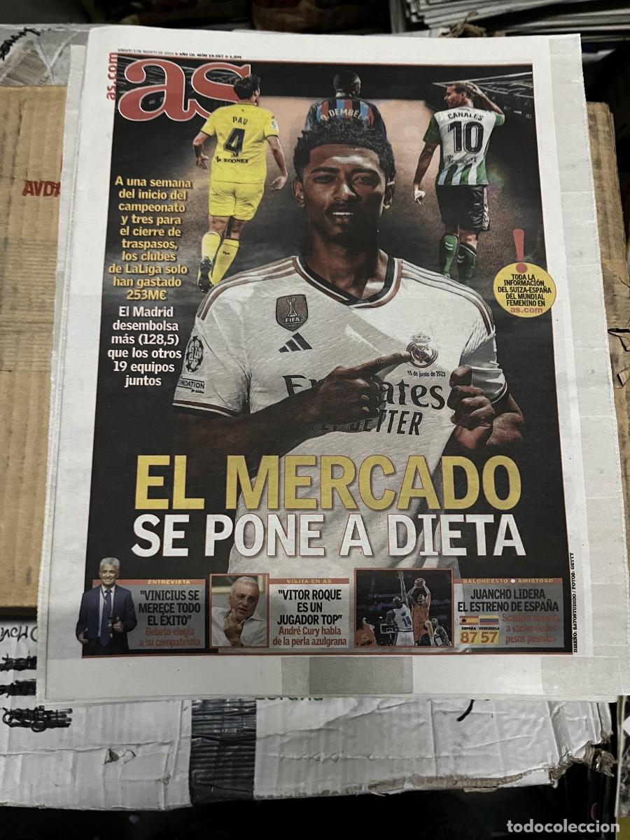 Coleccionismo deportivo: AS (5-8-2023) BELLINGHAM MUNDIAL FEMENINO SUIZA ESPA&Ntilde;A VINICIUS BALONCESTO