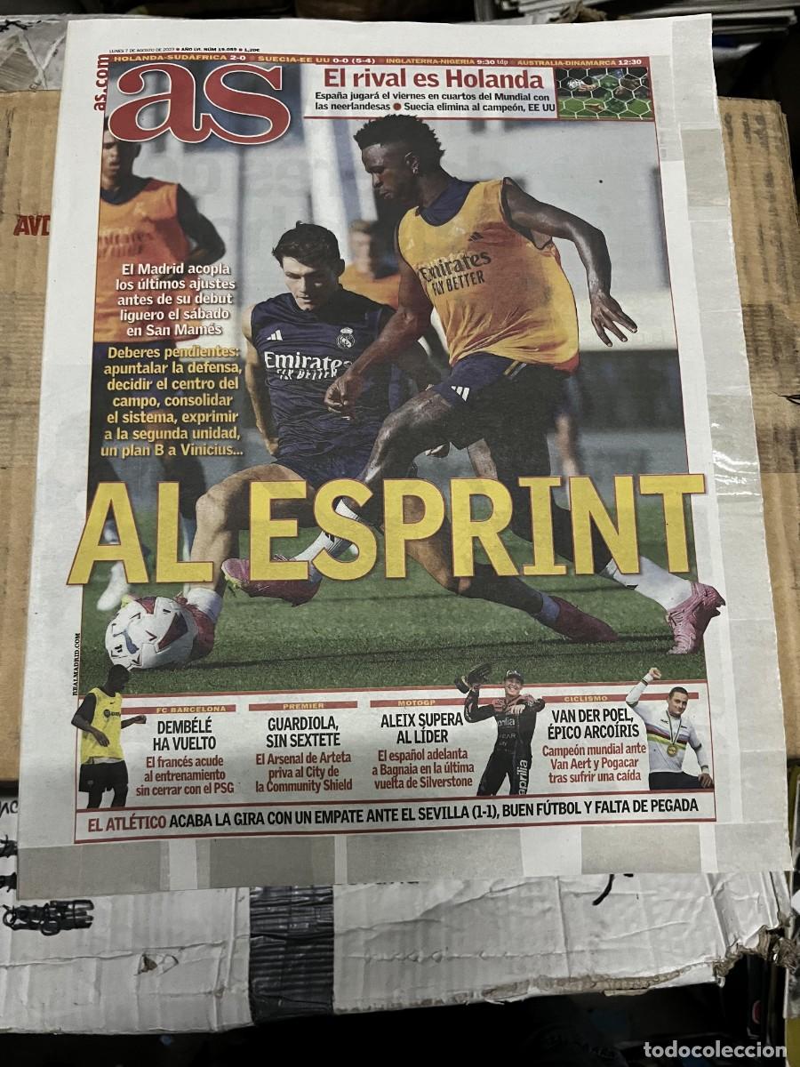 Coleccionismo deportivo: AS (7-8-2023) VINICIUS REAL MADRID MUNDIAL FEMENINO ESPA&Ntilde;A HOLANDA DEMBELE ALEIX GUARDIOLA