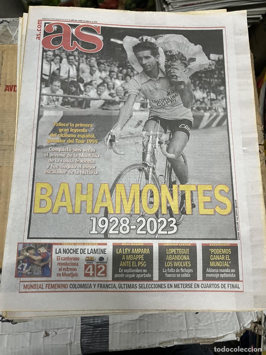 Coleccionismo deportivo: AS (9-8-2023) DEDICADO A FEDERICO MARTIN BAHAMONTES CICLISMO BARCELONA 4-2 TOTTENHAM LAMINE YAMAL
