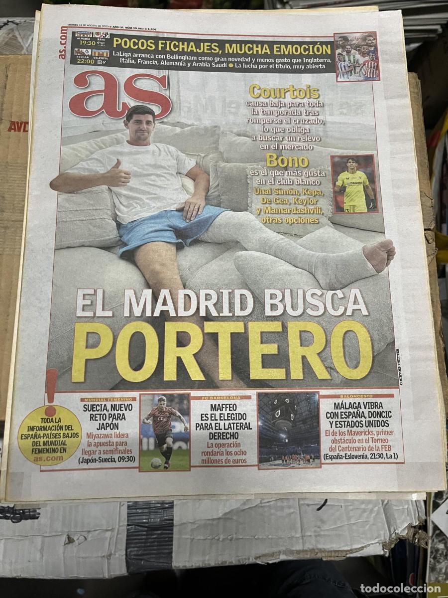 Coleccionismo deportivo: AS (11-8-2023) LESION COURTOIS REAL MADRID ALMERIA RAYO SEVILLA VALENCIA JORNADA LIGA BONO