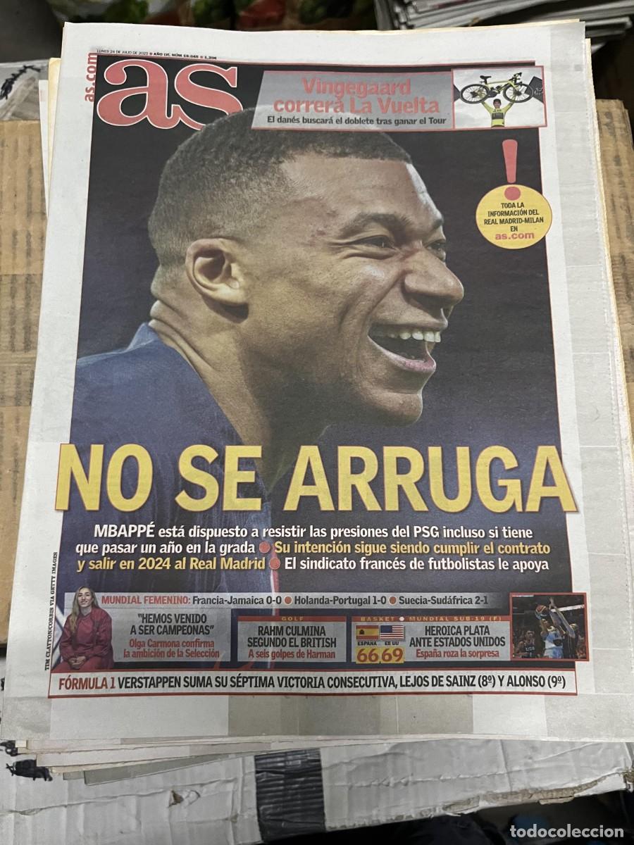 Collezionismo sportivo: AS (24-7-2023) AMISTOSO REAL MADRID MILAN MBAPPE PSG CICLISMO VINGEGAARD
