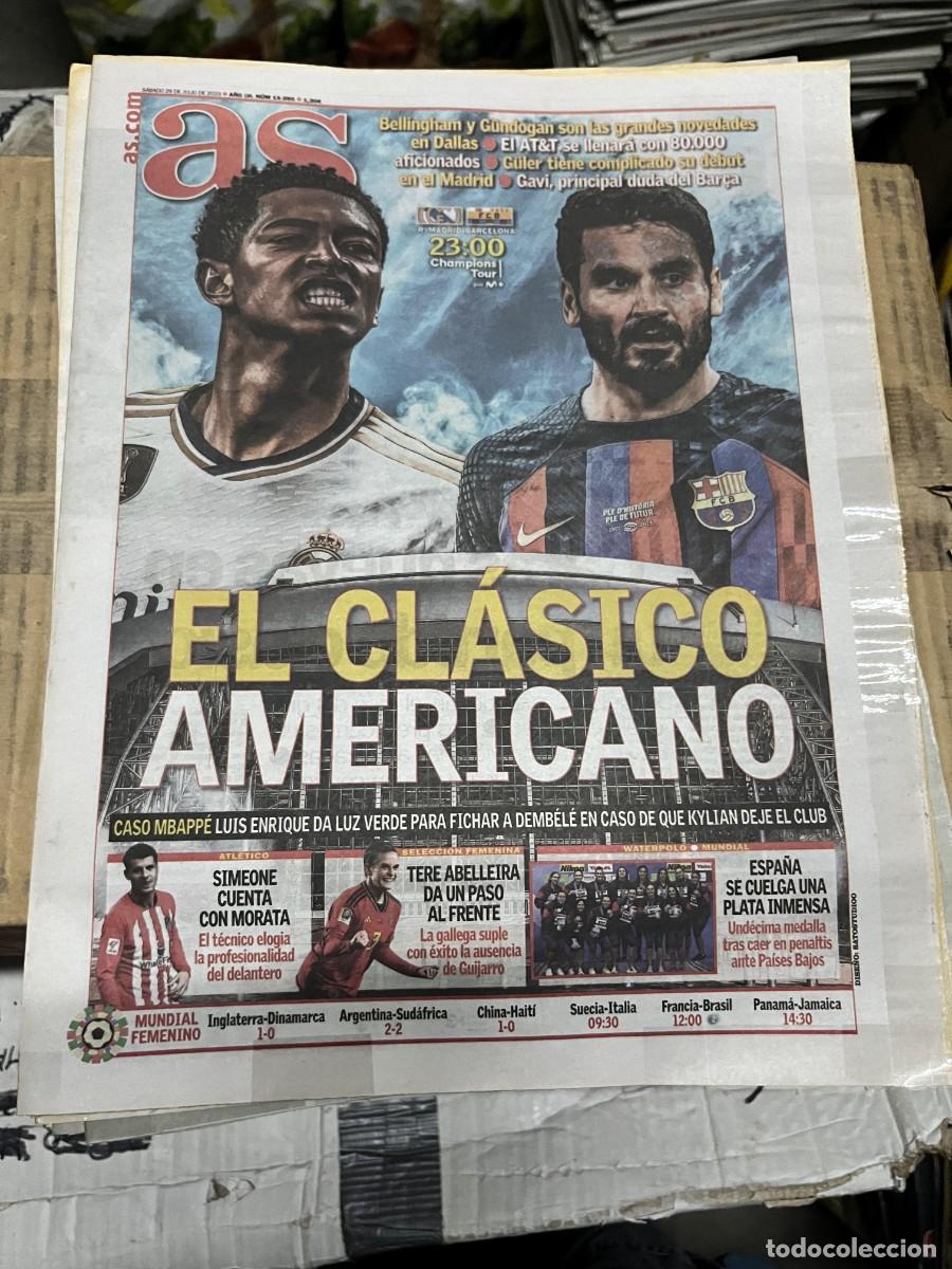 Coleccionismo deportivo: AS (29-7-2023) EL CLASICO REAL MADRID BARCELONA BELLINGHAM GUNDOGAN MORATA ATLETICO