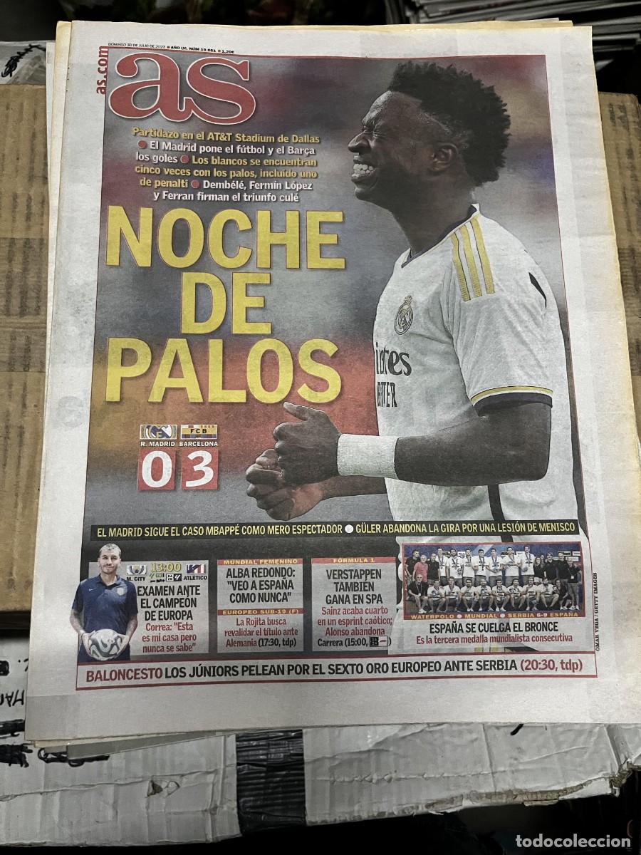 Coleccionismo deportivo: AS (30-7-2023) EL CLASICO REAL MADRID 0-3 BARCELONA VINICIUS MANCHESTER CITY ATLETICO
