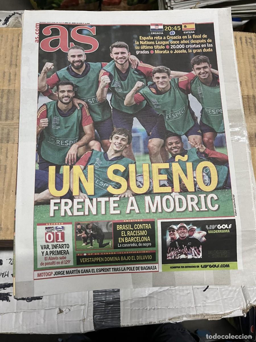 Coleccionismo deportivo: AS (18-6-2023) HOY FINAL UEFA NATIONS LEAGUE CROACIA ESPA&Ntilde;A LEVANTE 0-1 ALAVES