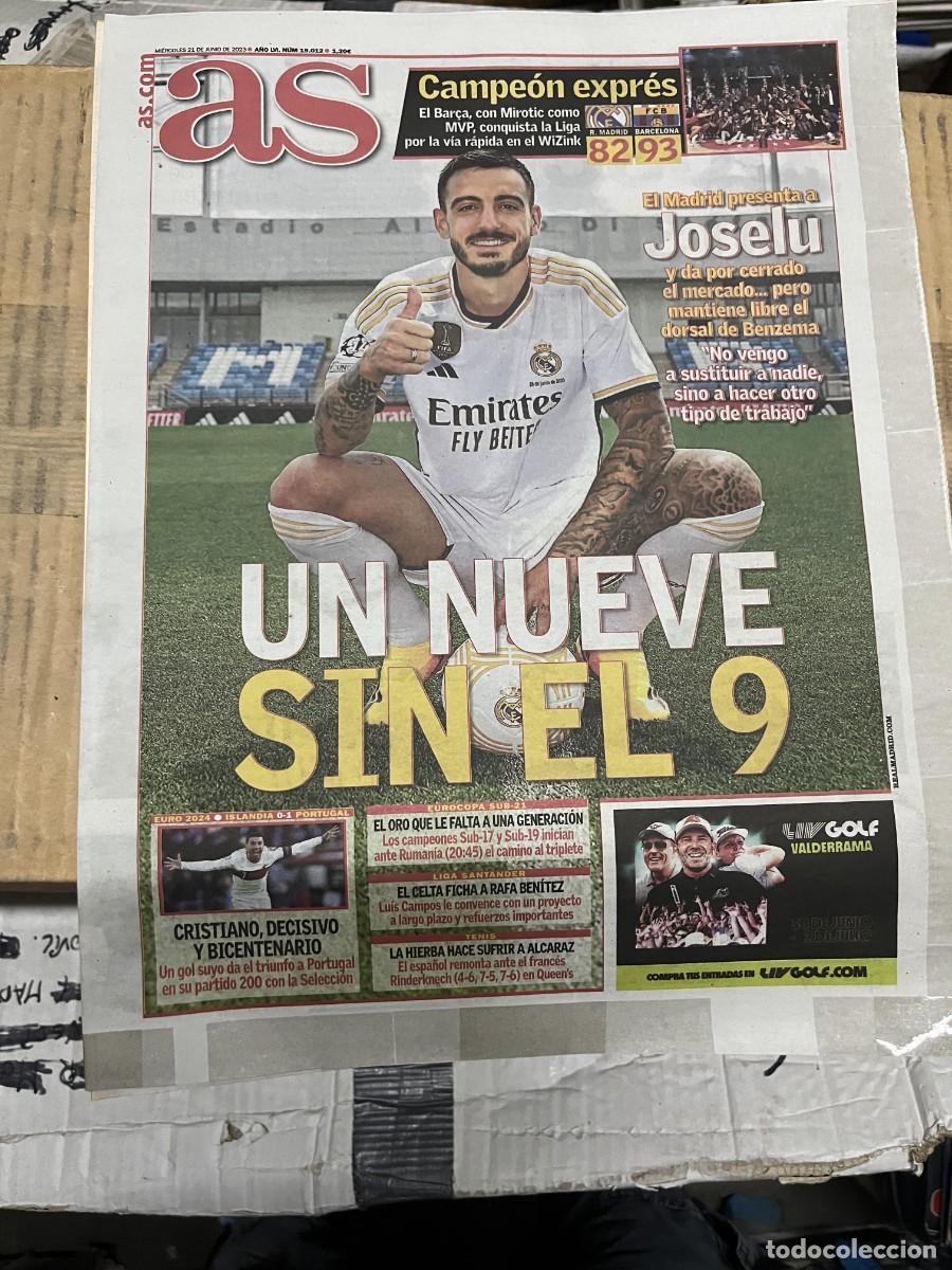 Coleccionismo deportivo: AS (21-6-2023) FICHAJE JOSELU REAL MADRID 82-93 BARCELONA CAMPEON BALONCESTO LIGA