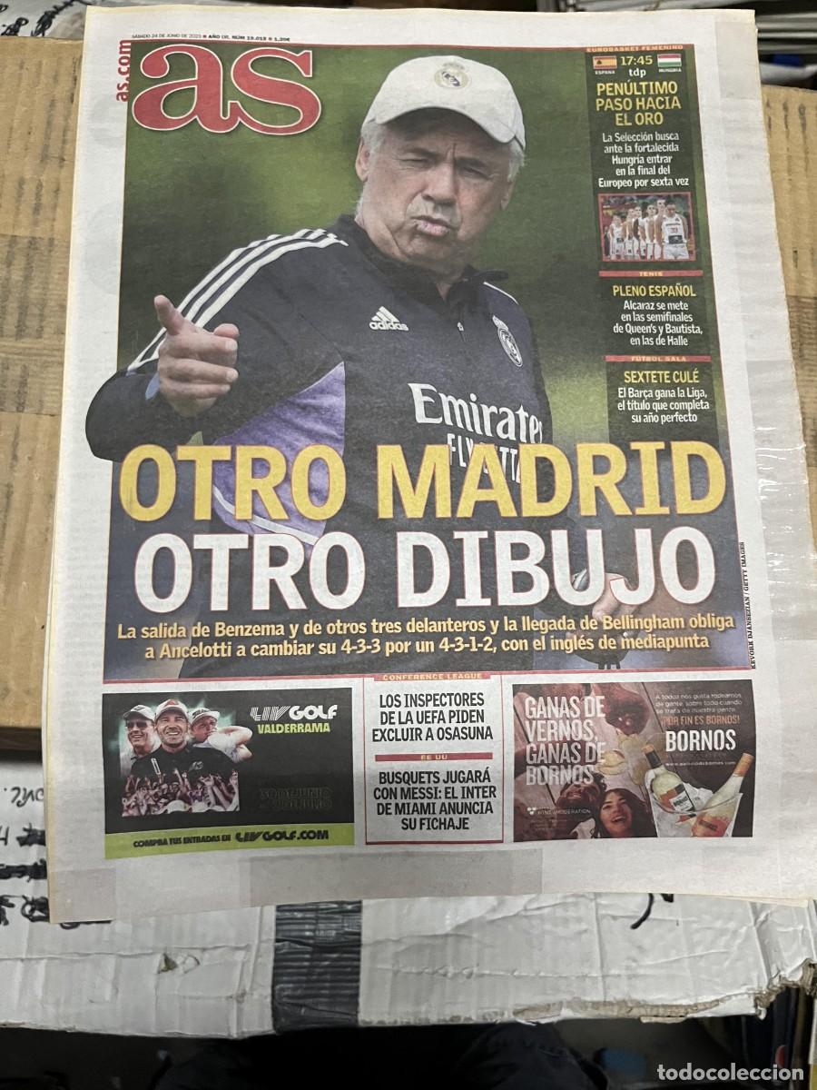Coleccionismo deportivo: AS (24-6-2023) ENTRENADOR ANCELOTTI REAL MADRID EUROBASKET FEMENINO ESPA&Ntilde;A HUNGRIA