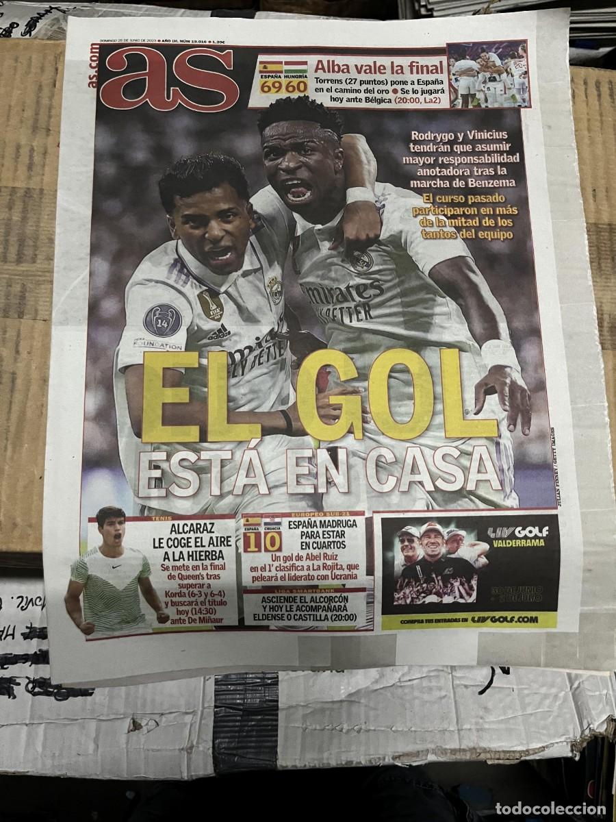 Coleccionismo deportivo: AS (25-6-2023) VINICIUS RODRYGO REAL MADRID EUROBASKET FEMENINO ESPA&Ntilde;A 69-60 HUNGRIA ALCARAZ