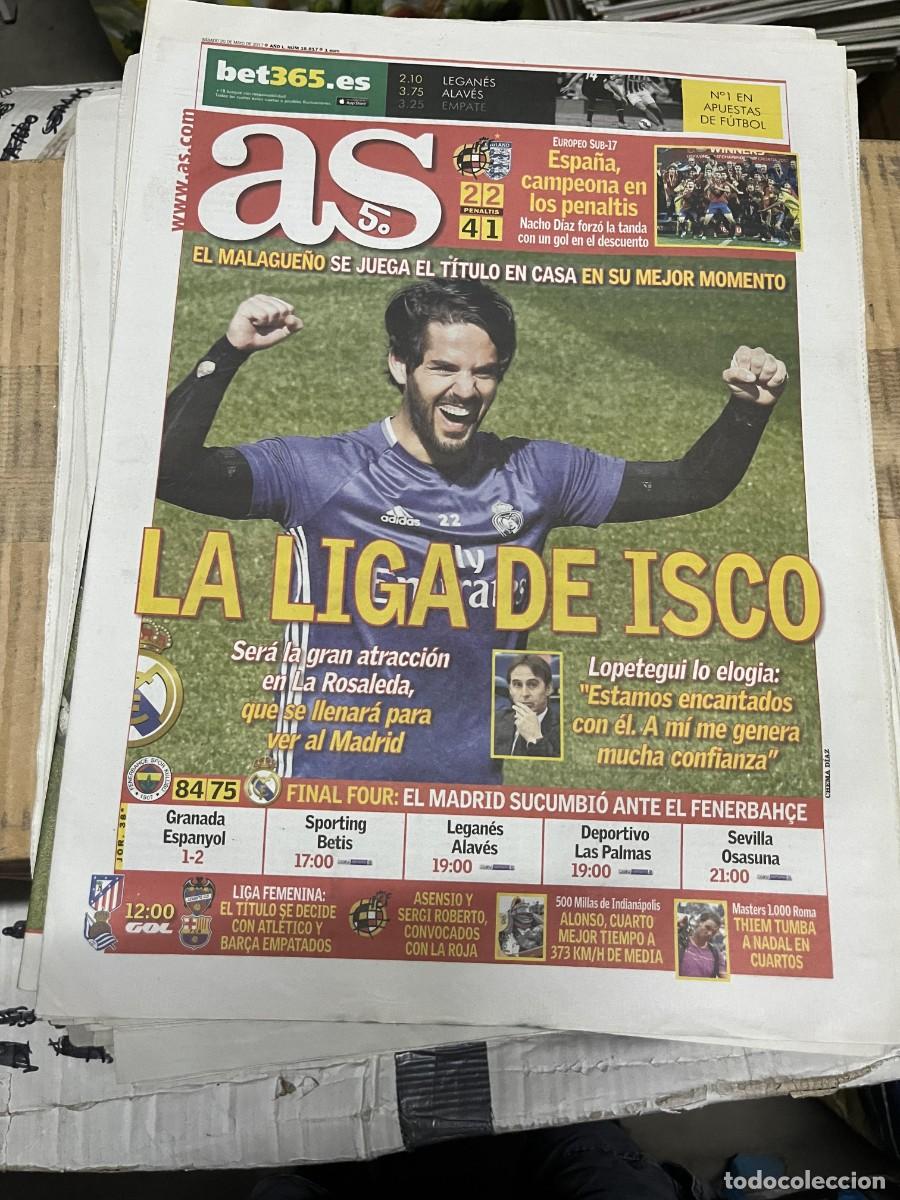 Coleccionismo deportivo: AS (20-5-2017) CAMPEON FINAL EUROPEO SUB-17 ESPA&Ntilde;A INGLATERRA FINAL LIGA MALAGA REAL MADRID ISCO