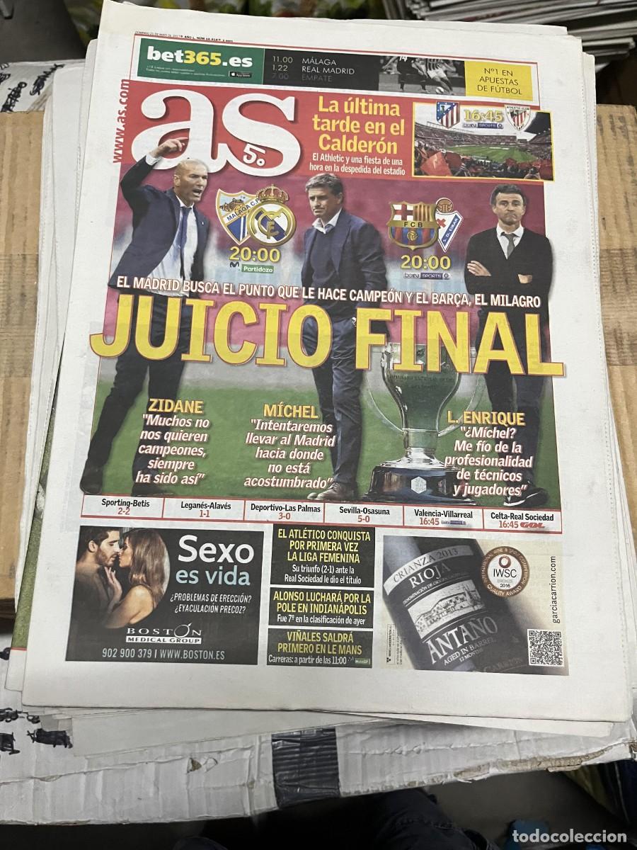 Coleccionismo deportivo: AS (21-5-2017)HOY JORNADA LIGA MALAGA REAL MADRID BARCELONA EIBAR ATLETICO ATHLETIC BILBAO DESPEDIDA