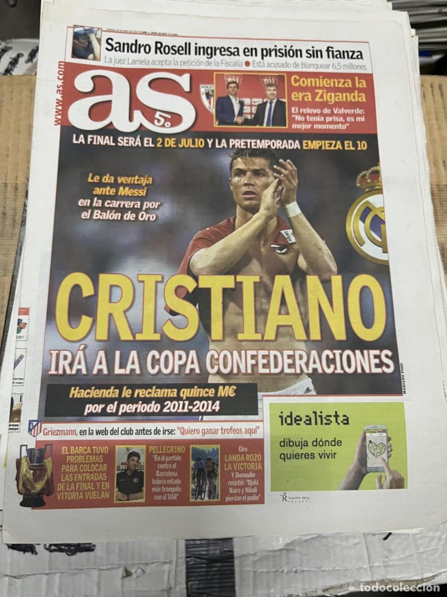 Coleccionismo deportivo: AS (26-5-2017) CRISTIANO RONALDO REAL MADRID SANDRO ROSELL EN PRISION ZIGANDA ATHLETIC BILBAO