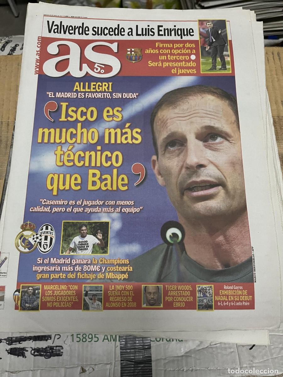 Coleccionismo deportivo: AS (30-5-2017) FICHAJE VALVERDE ENTRENADOR BARCELONA ALLEGRI ISCO REAL MADRID JUVENTUS