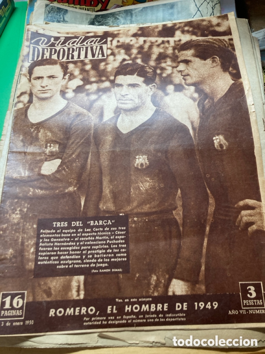 Coleccionismo deportivo: Periodico Vida Deportiva Bar&ccedil;a 1950 Racing