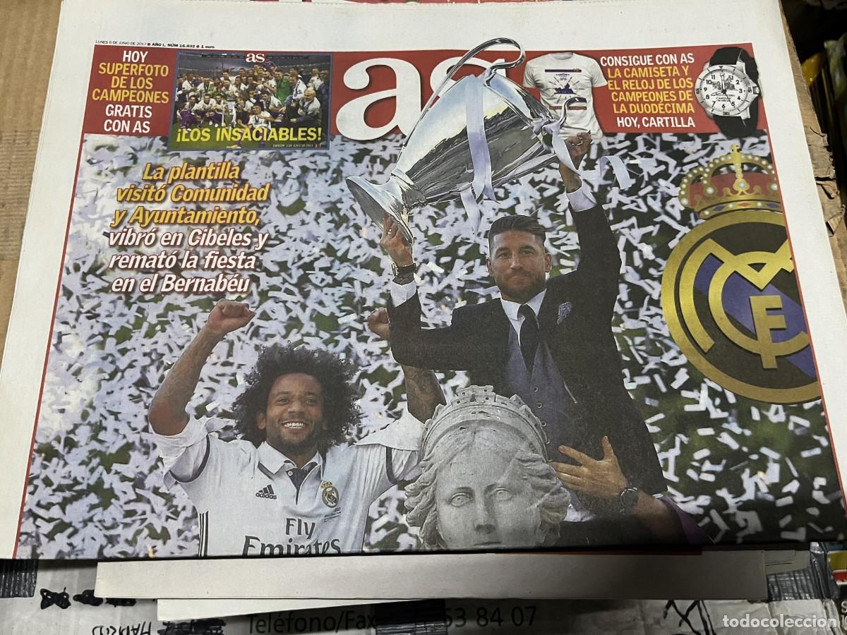 Coleccionismo deportivo: AS (5-6-2017) CELEBRACION CAMPEON FINAL CHAMPIONS REAL MADRID JUVENTUS CIBELES SERGIO RAMOS