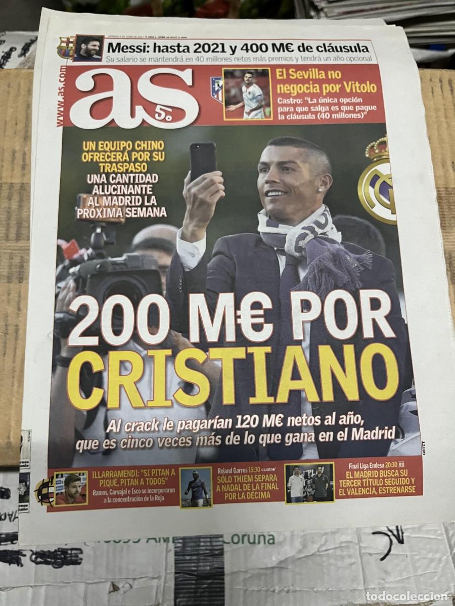 Coleccionismo deportivo: AS (9-6-2017) CRISTIANO RONALDO REAL MADRID SEVILLA VITOLO RENOVACION MESSI BARCELONA