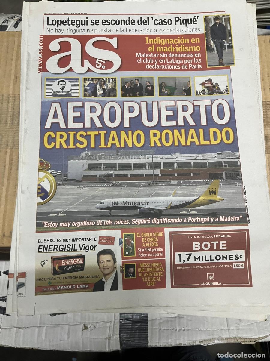 Coleccionismo deportivo: AS (30-3-2017) AEROPUERTO CRISTIANO RONALDO AEROPORTO DA MADEIRA CASO PIQUE LOPETEGUI