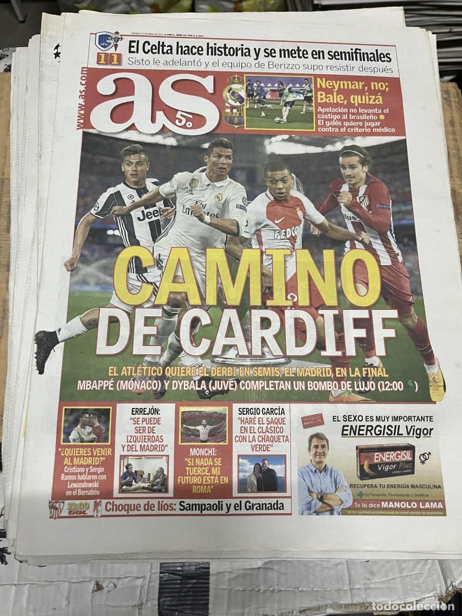 Coleccionismo deportivo: AS (21-4-2017) GENK 1-1 CELTA VIGO REAL MADRID BARCELONA NEYMAR BALE ATLETICO MADRID