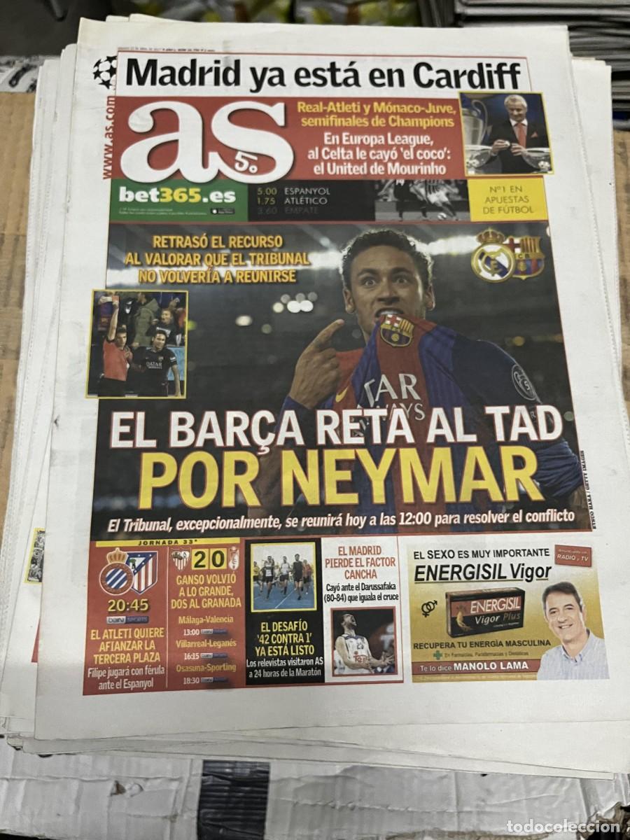 Coleccionismo deportivo: AS (22-4-2017) JORNADA LIGA ESPANYOL ATLETICO MADRID NEYMAR BARCELONA SEVILLA 2-0 GRANADA