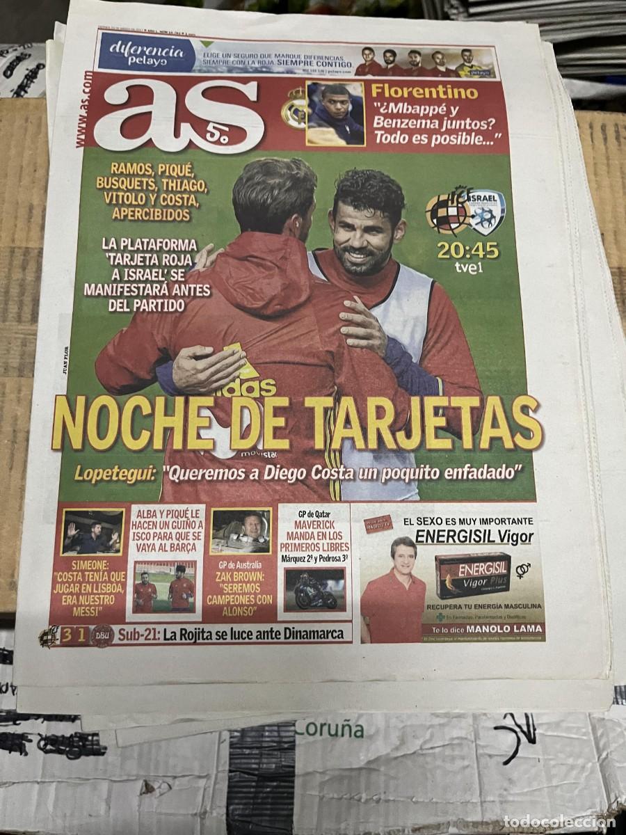 Coleccionismo deportivo: AS (24-3-2017) SELECCION ESPA&Ntilde;OLA ESPA&Ntilde;A ISRAEL FLORENTINO PEREZ REAL MADRID MBAPPE