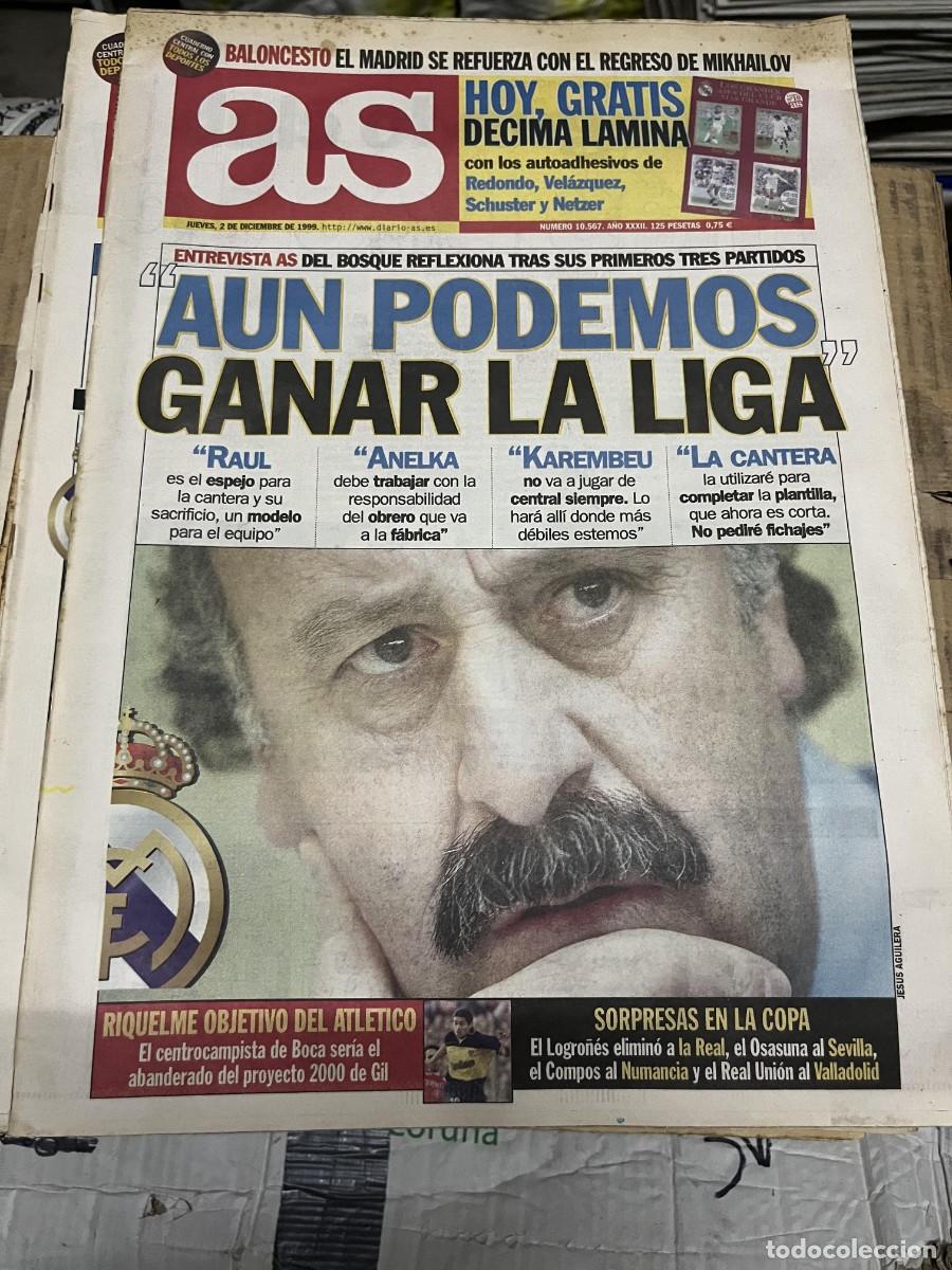 Coleccionismo deportivo: AS (2-12-1999) VICENTE DEL BOSQUE MIKHAILOV REAL MADRID BALONCESTO RIQUELME COPA DEL REY