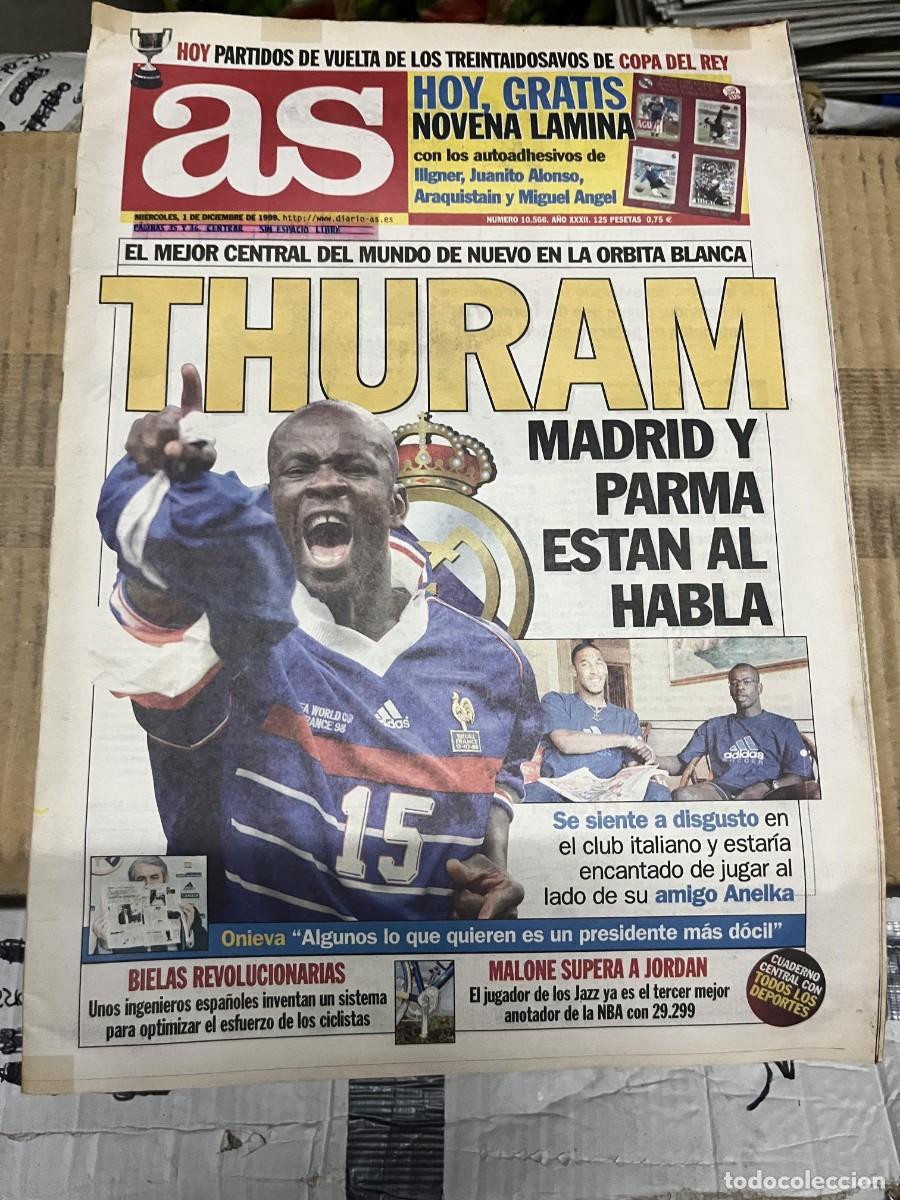 Collezionismo sportivo: AS (1-12-1999) THURAM REAL MADRID PARMA MALONE JORDAN BIELAS