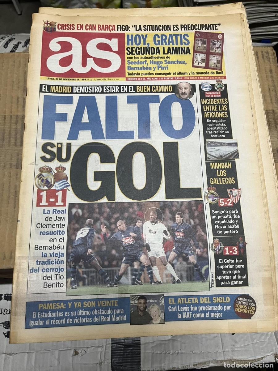 Collezionismo sportivo: AS (22-11-1999) REAL MADRID 1-1 REAL SOCIEDAD JORNADA LIGA DEPORTIVO CORU&Ntilde;A 5-2 SEVILLA VALLADOLID