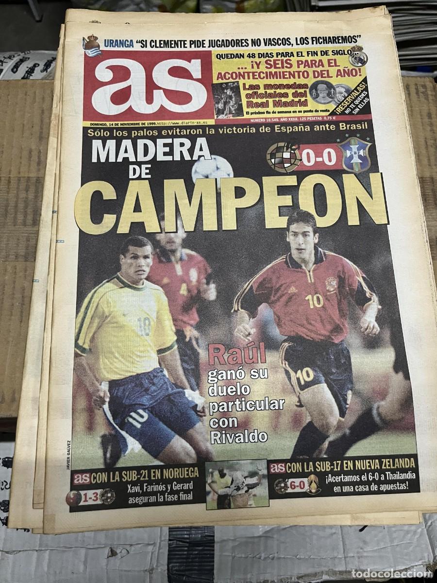 Collezionismo sportivo: AS (14-11-1999) SELECCION ESPA&Ntilde;OLA ESPA&Ntilde;A 0-0 BRASIL RIVALDO RAUL GONZALEZ SUB-21 SUB-17