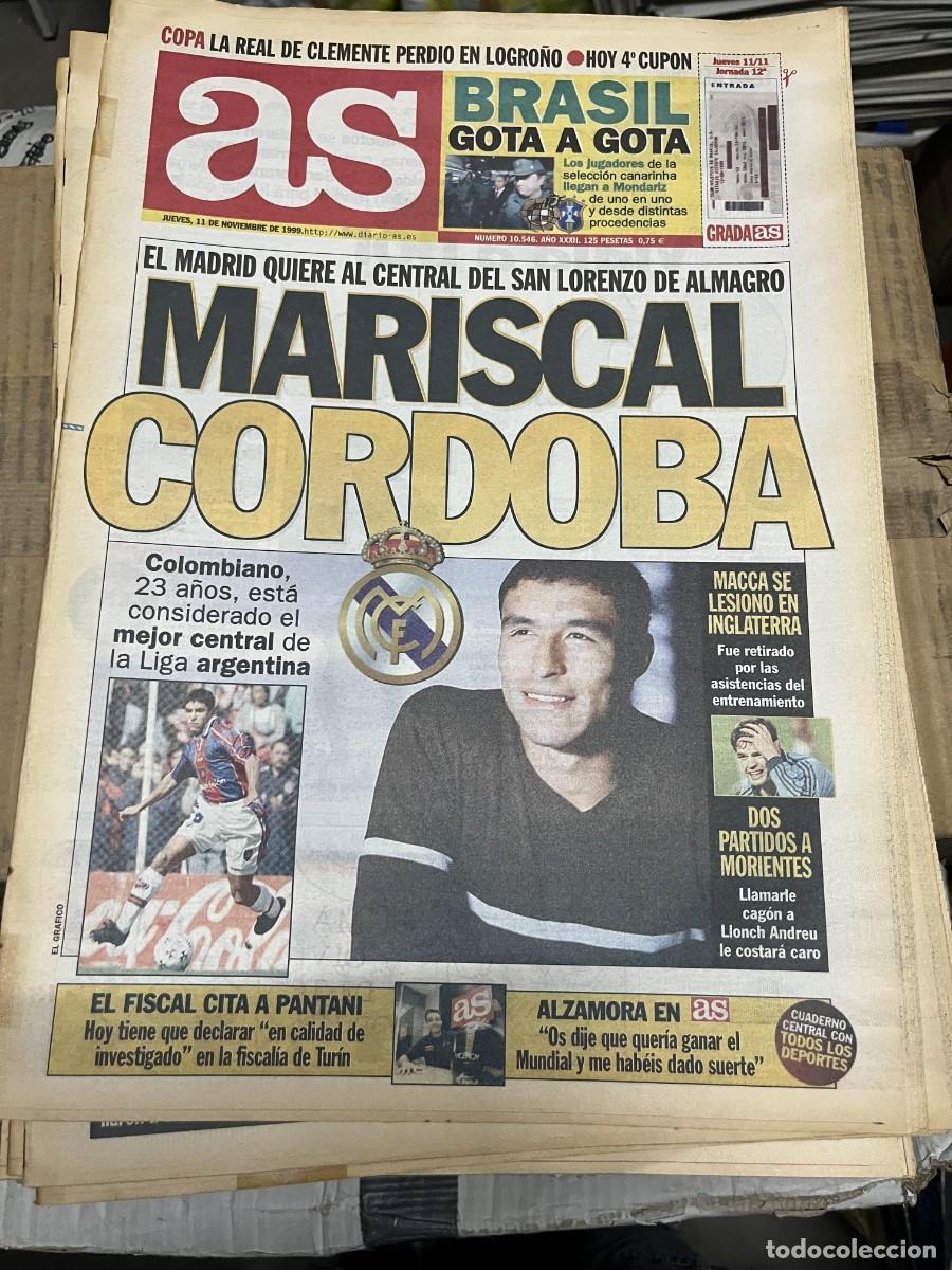 Collectionnisme sportif: AS (11-11-1999) POSIBLE FICHAJE MARISCAL CORDOBA REAL MADRID BRASIIL ESPA&Ntilde;A PANTANI ALZAMORA