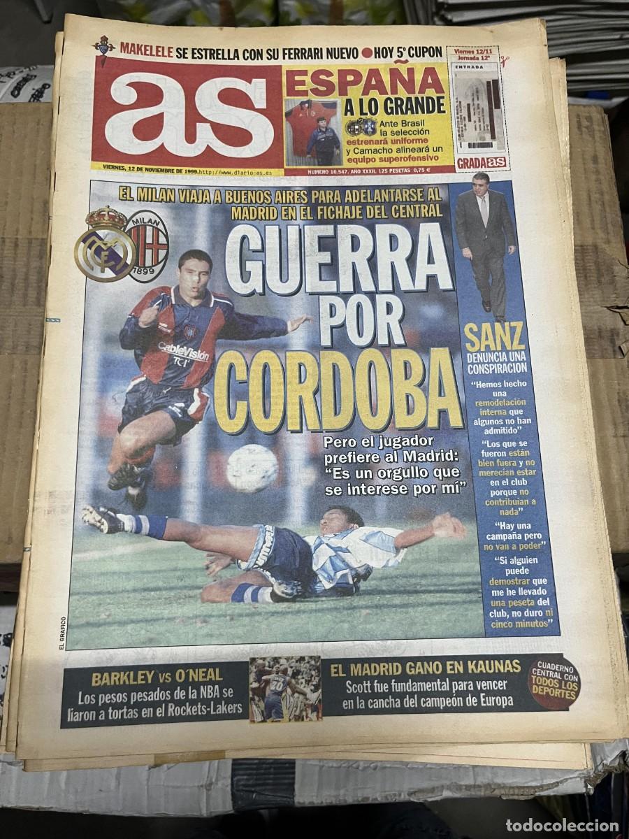 Coleccionismo deportivo: AS (12-11-1999) POSIBLE FICHAJE CORDOBA REAL MADRID MILAN ESPA&Ntilde;A BRASIL LORENZO SANZ BARKLEY ONEAL