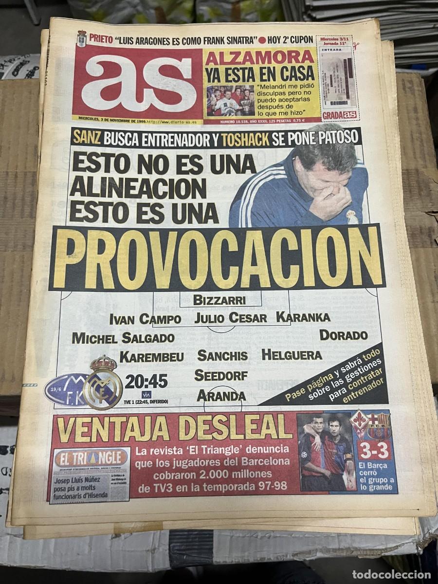 Coleccionismo deportivo: AS (3-11-1999) TOSHACK FIORENINA 3-3 BARCELONA OVIEDO PRIETO MOLDE REAL MADRID CHAMPIONS