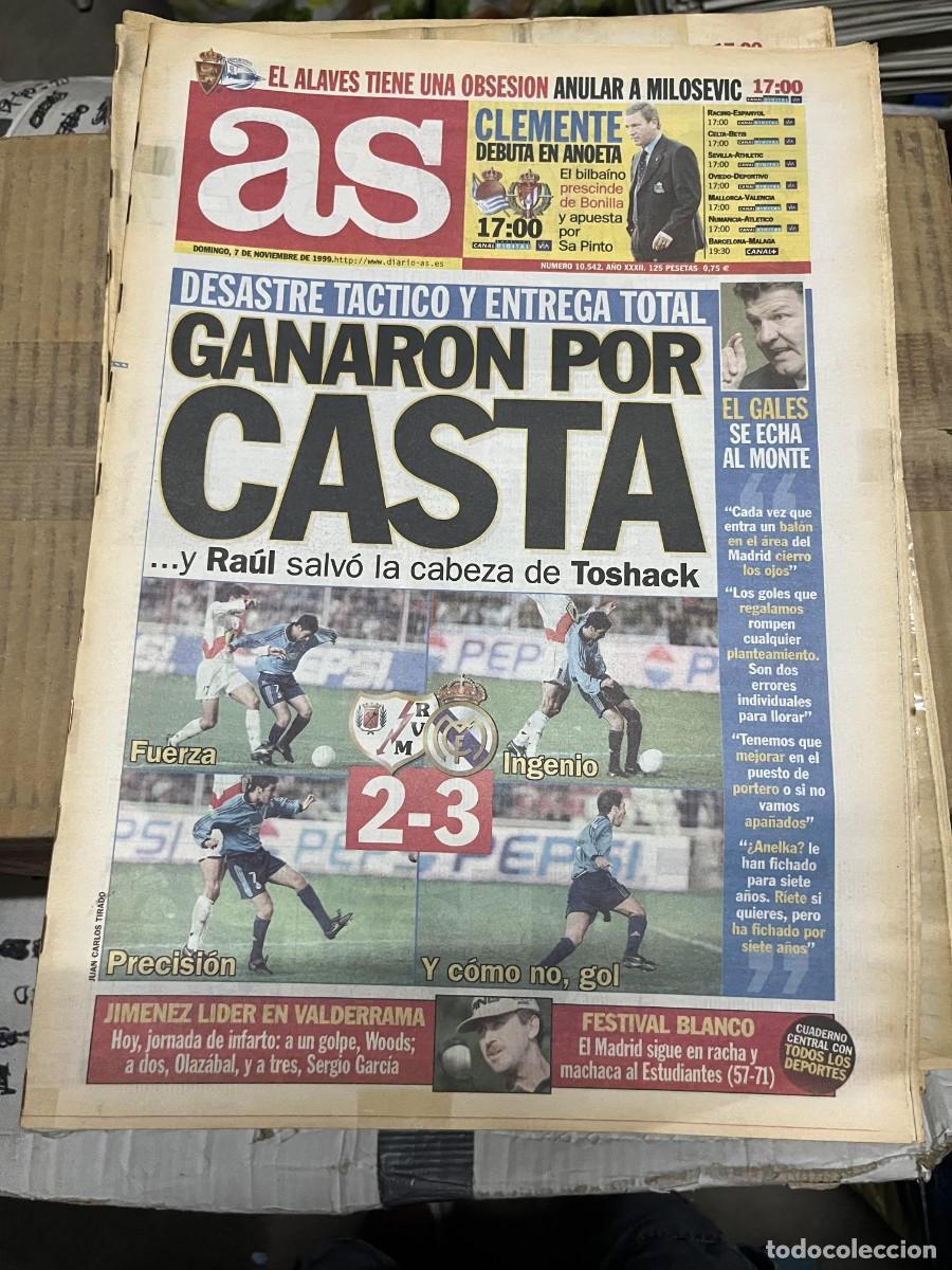 Coleccionismo deportivo: AS (7-11-1999) RAYO VALLECANO 2-3 REAL MADRID JORNADA LIGA REAL SOCIEDAD VALLADOLID ZARAGOZA ALAVES