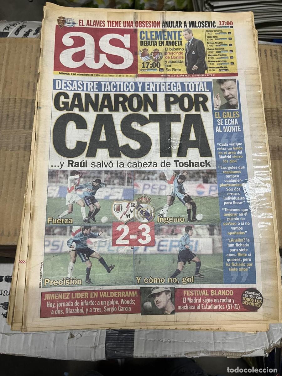 Coleccionismo deportivo: AS (7-11-1999) RAYO VALLECANO 2-3 REAL MADRID JORNADA LIGA REAL SOCIEDAD VALLADOLID ZARAGOZA ALAVES