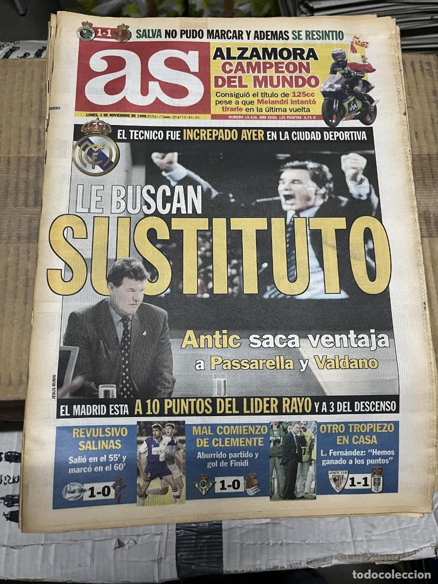 Coleccionismo deportivo: AS (1-11-1999) TOSHACK ENTRENADOR REAL MADRID CAMPEON DEL MUNDO MOTOCICLISMO ALZAMORA