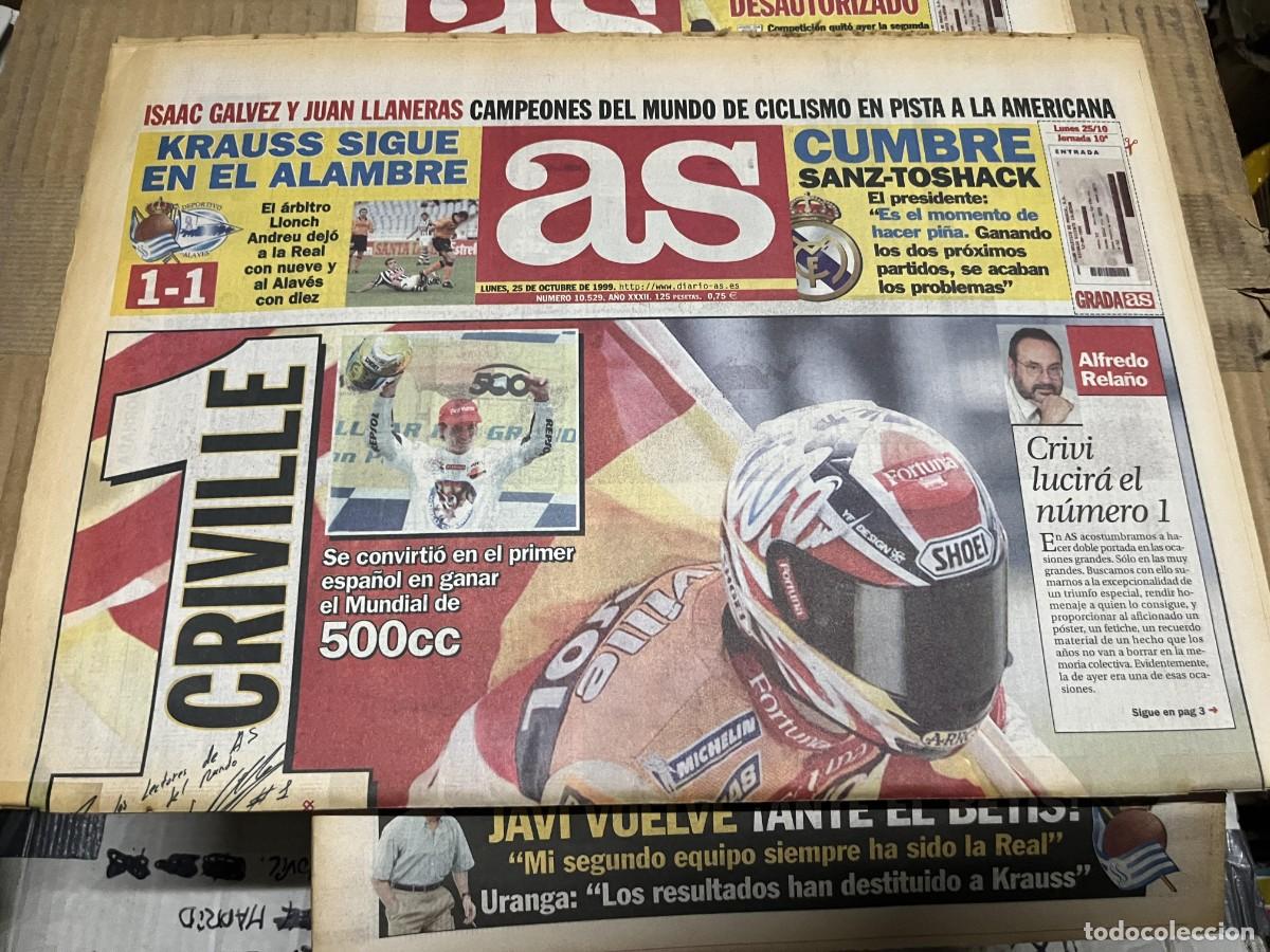 Coleccionismo deportivo: AS (25-10-1999) CAMPEON MUNDIAL MOTOCICLISMO 500 CC ALEX CRIVILLE SANZ TOSHACK JORNADA LIGA