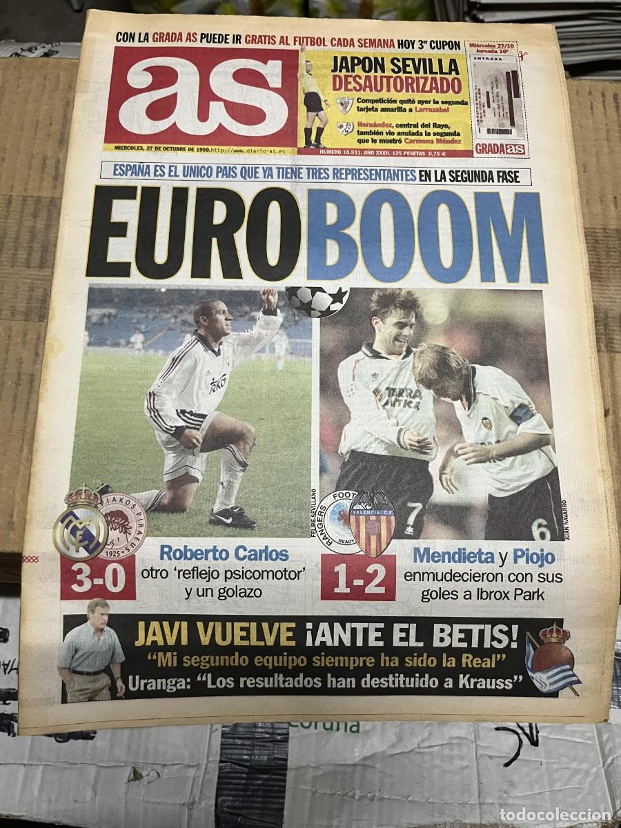 Coleccionismo deportivo: AS (27-10-1999) JAPON SEVILLA ATHLETIC RAYOCHAMPIONS REAL MADRID 3-0 OLYMPIACOS RANGERS 1-2 VALENCIA