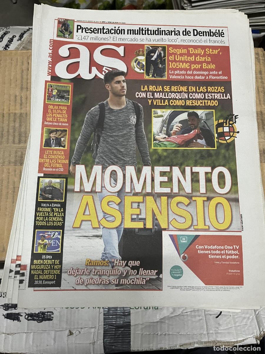 Coleccionismo deportivo: AS (29-8-2017) ASENSIO REAL MADRID FICHAJE BALE UNITED PRESENTACION BARCELONA DEMBELE