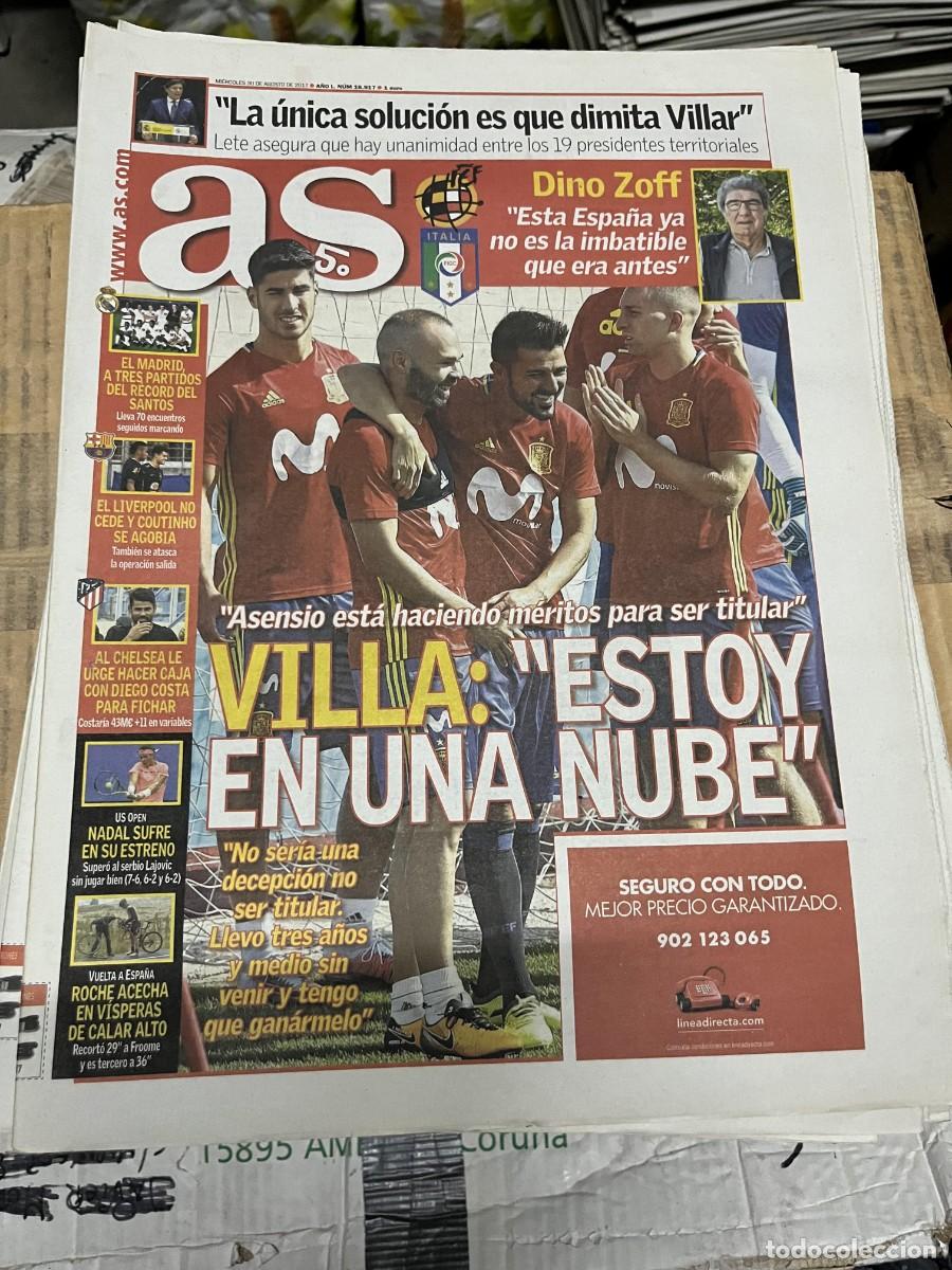 Coleccionismo deportivo: AS (30-8-2017) DINO ZOFF ESPA&Ntilde;A SELECCION ESPA&Ntilde;OLA ITALIA VILLAR RFEF DAVID VILLA