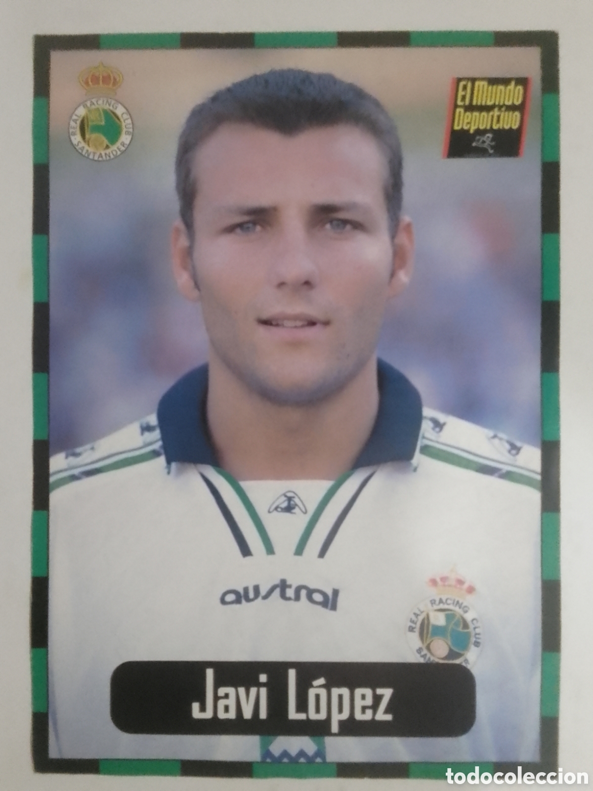 Coleccionismo deportivo: Lamina El Mundo Deportivo Colecci&oacute;n Racing n&deg; 6 Javi L&oacute;pez.