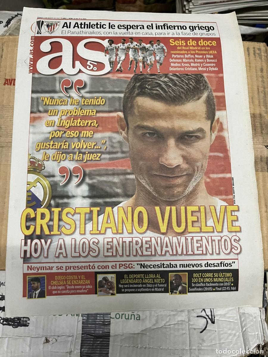 Coleccionismo deportivo: AS (5-8-2017) PANATHINAIKOS ATHLETIC BILBAO CRISTIANO RONALDO REAL MADRID NEYMAR